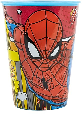 CARTOON Bicchiere per bambini Spiderman Marvel in plastica riutilizzabile 260 ml BPA Free