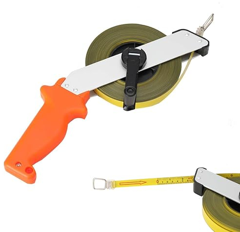 NICCOO Rollbandmaß 50m Länge, Präzision Maßband Bandmaß mit umklappbare Metallkurbel Messband für Baustelle, Häuser, Gärten, Großflächige Messung