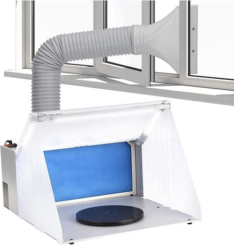 HLGKBY Airbrush Spray Booth Kit, 25W Portable Airbrush Paint Spray Booth Kit,Paint Set with Turn Table Powerful Fan,3LED Light,Compact And Easy to Carry for Painting Art Toy Model Parts Cakes