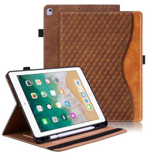 Vkooer Custodia per iPad 10.2 pollici 9/8/7 Generazione - iPad Air 3/Pro 10,5 Cover Protettiva Pelle PU con Auto Svegliati/Sonno e Supporto Funzione Flip Tasca Case - Marrone