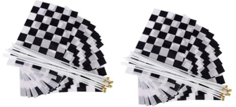 Amosfun 24 STK Kariertes Banner -Rennbanner wehende Flagge Formel-1-Banner das Banner Level eins handschwenkende Flagge