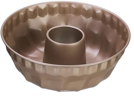 Relaxdays Gugelhupfform, für versch. Rührkuchen, Maße HxD: 9 x 25 cm, Backform f. Gugelhupf, antihaftbeschichtet, beige