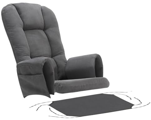 GLikur Velvet Glider Rocking Chair Cushions, 5-Piece Set with Storage Pockets, Dark Gray