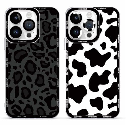 Foonary 2 Pack Clear Set Suitable for iPhone 14 Pro Transparent 6.1, Phone Case With Leopard Beautiful Fun Aesthetic Pattern Cover, Soft Silicone Shockproof Protective Box, for iPhone 14 Pro