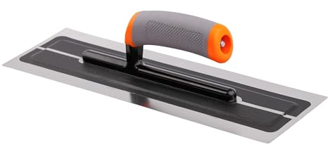 MIVOS Truelle de lissage de qualité supérieure en acier inoxydable de qualité supérieure - 360 x 110 mm - Disque de lissage professionnel - Outil de construction sèche - Poignée ergonomique et