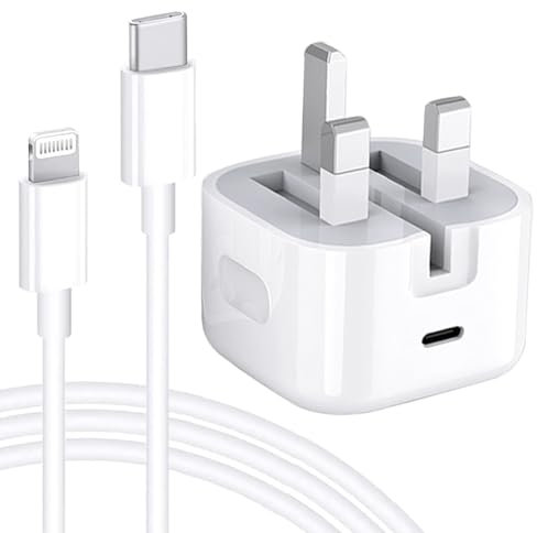 Charger for iPhone, 20W USB C Fast Charger with 2M Cable, Foldable Wall Charging Plug and 6.6FT Fast Charging Cable, UK PD Type C Power Adapter for iPhone 14/13/12/11/Pro/Pro Max/Plus/Mini/XR/XS/SE/X