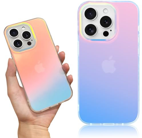 RIERBUBU Compatible with iPhone 14 Pro Case, Iridescent Phone Case Color Gradient Effect Slim Hard Protective Cover Anti-Scratch Shockproof Case for iPhone 14 Pro