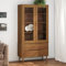 KOIECETA Vitrinenschrank MOLDE Braun 90x35x175 cm Massivholz Kiefer (Braun)