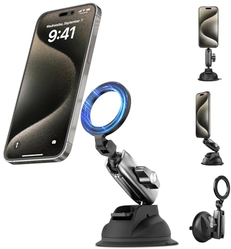 TELESIN° Magnetische Handyhalterung Auto - Kompatibel mit MagSafe, iPhone/Android - KFZ Halterung für Armaturenbrett & Windschutzscheibe, 360° Drehbar KFZ Handyhalterung, Extrem Stabil (2025 Upgrade)