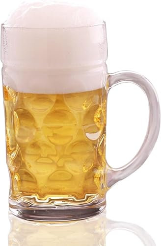Verre à bière personnalisé Chopes à bière Verres à bière lourds et grands avec poignée Verres à bière classiques Style chope à bière en verre extra large Chope à bière Super Mug Chope à bière 42 OZ