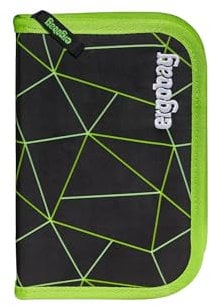 ergobag Federmäppchen Set 22-teilig, Lyra Buntstifte, Stundenplan-Fach, Kleingeld Fach, Lineal CyBär Race - Schwarz