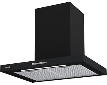 CATA Campana Decorativa Pared Sygma 7010 BK con 4 Niveles de Extracción, 3+1 Turbo Panel de Control Electrónico Nivel Sonoro 50 db Motor BT3 Extra Silencioso Iluminación LED Ancho 70 cm Color Negro