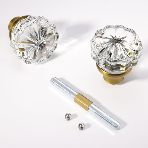 ToPToToo Boutons de porte d'intérieur en verre, bouton de porte de rechange de style ancien, boutons de porte en cristal vintage, boutons de porte à mortaise antique, finition laiton antique
