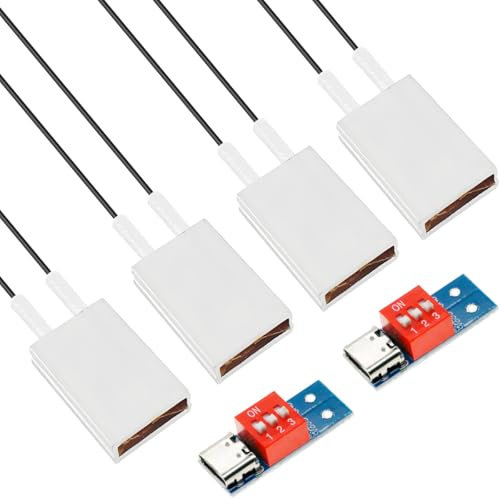 Youmile 4 pcs PTC Heating Element Heating plate electric heating core constant temperature heating plate AC/DC 12V/230℃/3-12W Aluminum shell with PD/QC adjustable voltage decoy module