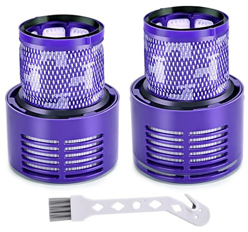 V10 Filtro di ricambio per aspirapolvere Dyson V10 Cyclone Series, V10 Animal, V10 Absolute, V10 Total Clean, SV12, parte n. 969082-01 (2 filtri e 1 spazzola per la pulizia)