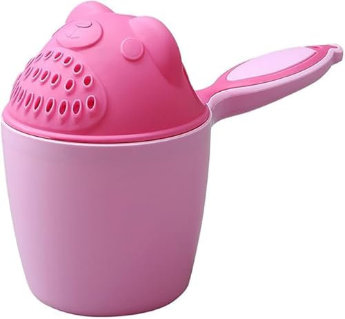 Shampoo Rinse Cup Bath Jug for Baby Washing Cute Cartoon Shampoo Cup Lovely Washing Baby Hair Rinse Cup Rinser Shower Sprinkler Spoon Bathroom Accessories (Pink)