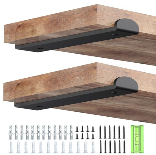 WELDUN 4 Pack Metal Scaffold Board Shelf Brackets 30 cm, Heavy Duty Wall Mounted Angle Shelving Brackets with Lips, for Industrial, Rustic, Modern Decor, Black