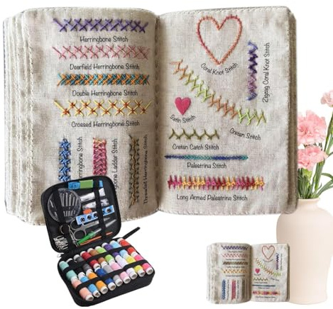 Kreatives Nähbuch | Sewing -Bücher Für Anfänger | Stickbuch Stickanleitung | Kreative Stickstiche Buch Tischdekoration | Anleitung Für Dekorative Stickerei - Loseblatt-Stickbuch Nähset Für Anfänger