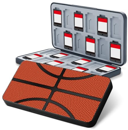 WIRESTER Game Card Case with Magnetic Closure for Nintendo Switch 2/ Switch OLED/ Lite, Cartridge Case Memory Storage Holder with 24 Game Card Slots and 24 Micro SD Card Slots - Basketball
