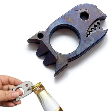 LULAOLIU EDC Brechstange mit Flaschenöffner, Schraubenschlüssel, Titan-Hebeleisen, Multi-Tool Shark Pocket Brecheisen – Ihr vielseitiger Begleiter für den täglichen Gebrauch und Camping-Zubehör (Blau)