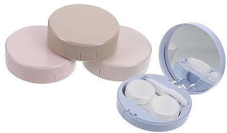 HOLIDYOYO 4stücke Kontaktlinsen Organizer Tragbare Auslaufsichere Pflegebox Für Unterwegs Sanften Farben Wasserwelle Oatmeal Soft Milchtee Für Reisen Und Alltag