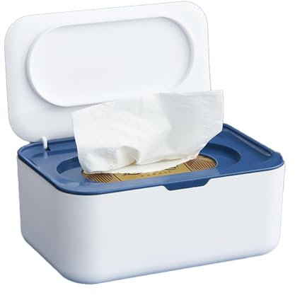 Wet Wipes Box, Wet Wipe Dispenser for Baby and Adults, Refillable Wet Toilet Paper Box, Keeps Wipes Fresh, One-Handed , 19 x 13.5 x 7.5 cm
