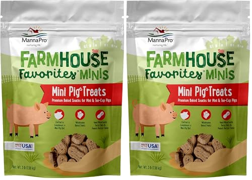 Manna Pro Farmhouse Favorites – Mini Pig Treats – Baked Snack for Mini & Tea-Cup Pigs – Hand Mixed Pig Treat – Peanut Butter Flavored – 3lb Bag (Pack of 2)
