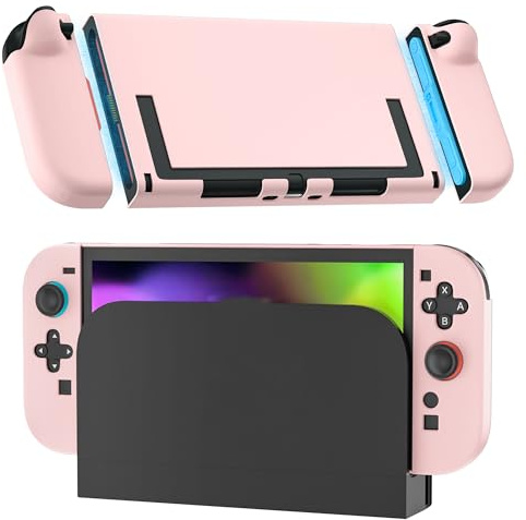 RHOTALL Verbesserte andockbare Controller-Hülle für Nintendo Switch 2 (2025) mit abnehmbarem Joycon, Schützende Hartplastikschale in Rosa, Schlankes Niedliches Design, Leicht Andockbar