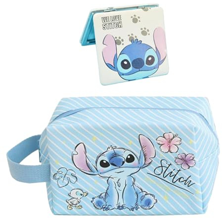 Trousse de Toilette Stitc,Trousse de Toilette Grande Capacité,avec Bracelet Tressé et Miroir Double Face（2