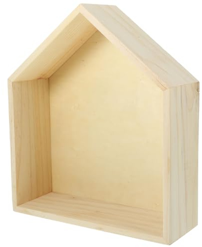 BAZEITFLOW Wandregal in Hausform Schwebendes Wandregal Aus Holz Für Wohnzimmer Schlafzimmer Büro Und Küche Platzsparendes Regal Zur Aufbewahrung Von Toilettenartikeln Und Deko 10.83 X 9.45 X 3.15 in