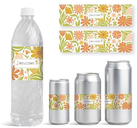 GOMAKERER 30 hojas de etiquetas para botellas de agua para bodas, bienvenida planta boho, botellas de agua, pegatinas personalizadas para botellas de vino, pegatinas para decoración de fiesta de ducha