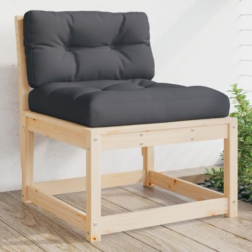 Hoopleep Gartensofa mit Kissen, Massivholz Kiefer, Modulares Loungesofa für Terrasse, Balkon, Außenbereich, 63,5x73x78 cm, Anthrazit