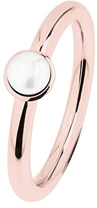Ernstes Design Evia Ring, Vorsteckring, Beisteckring, Edelstahl rosé beschichtet mit Perle R491 (57 (18.1))
