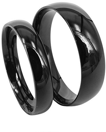 Everstone Trauring Paar Ringe Verlobungsringe Titan Schwarz polierte Ringe Größe: 47-76