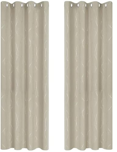 Deconovo Ösenvorhang für Schlafzimmer Dicke Thermovorhang Kälteschutz Thermogardine Hitzeschutz, Blickdichte Gardinen, Sonnenschutz Vorhang, 240x140cm(HöhexBreite), Beige, 2er Set