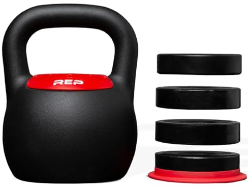Rep Fitness Verstellbare Kugelhantel mit matter Pulverbeschichtung – wählen Sie schnell aus mehreren kg- oder lb-Gewichtsoptionen für HIIT- und Cross-Trainings-Workouts