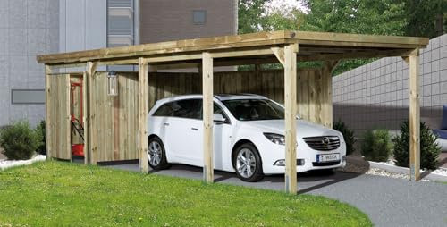 Weka Flachdach Einzelcarport 617 Gr. 3 mit Trapezblech