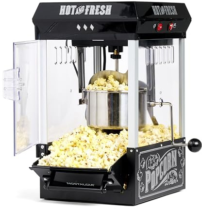 Nostalgia Popcorn Maker Machine - Professional Tabletop With 2.5 Oz Kettle Makes Up to 10 Cups - Vintage Popcorn Machine Movie Theater Style - Black