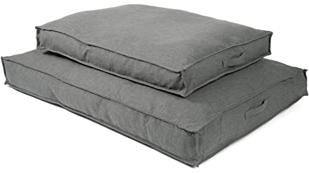 JAMAXX Premium Hundekissen in edler Leinen-Optik/Orthopädisch Memory Visco Schaumstoff/Waschbar Abnehmbarer Bezug/Wasserabweisender Innenbezug - Hundebett PDB1005 (M) 90x70 grau