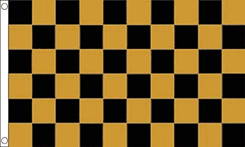 Bandiera nera e oro a quadri, 100% poliestere con occhielli - FlagSuperstore©