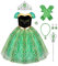 IBAKOM Enfant Fille Anna Déguisement Princesse Costume Robe Carnaval Halloween Cosplay Noël Anniversaire Cérémonie Tenue Festival Longue Tulle Robes Accessoires Vert 2 5-6 Ans