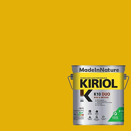 Peinture Bois et Métaux, Sous couche et Finition, Antirouille, sur Fer, Acier Galvanisé, même rouillés, très opacifiant, de MadeInNature (0.75 litre pour 10 m², soit 5 m² pour 2 couches, RAL 1004)