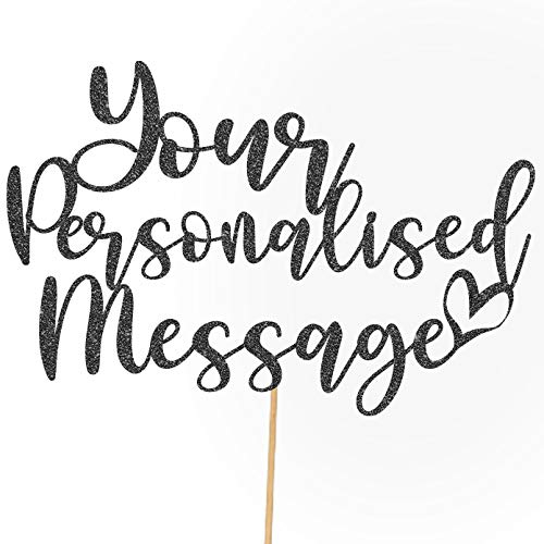 Any Text Personalised Glitter Cake Topper - Black Name, Age, Words Glitter Cake Decoration and Sprinkles - Happy Birthday Decorations - Personalised Toppers for Cakes by Cakeshop