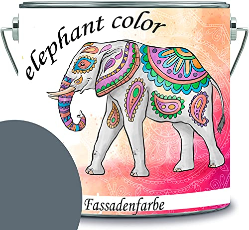 elephant color hochwertige Fassadenfarbe auf Silikonharz Sockelfarbe Betonfarbe (5 L, RAL 7031 - Blaugrau)