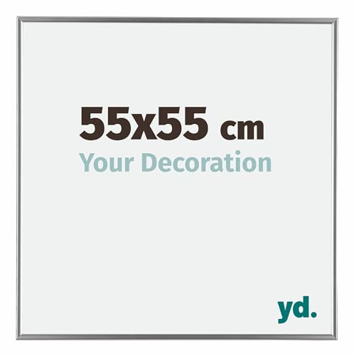 Your Decoration - Cadre photo 55x55 cm - Argent Brillant - Cadre Photo en Plastique Avec Verre acrylique - Anti-Reflet - Cadre 55x55 - Evry