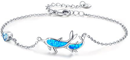JFASHOP Delphin Armband Damen,Opal Armband 925 Sterling Silber delphin Delphine Armbänder Tier Ozean Herz Armkette Danksagung für Mädchen Frauen Tochter Mutter (A-Delphin)