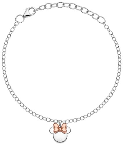 Disney Armband aus Silber mit einer zentralen Figur die Minnie darstellt, Länge 13-18 cm (Gespiegelt)