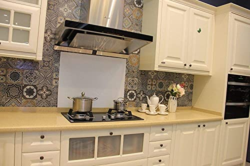 BELOFAY 6mm Tempered Glass Splashback for Kitchen, Toughened Glass Heat Resistant Splashbacks for Cookers (50X60, White)