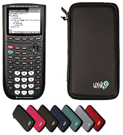 TEXAS INSTRUMENTS CALCUSO Pack économique: TI 82 Advanced Python Calculatrice Graphique + étui de Protection WYNGS Noir + e étendue de CALCUSO