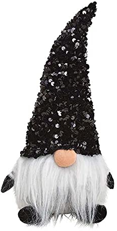 G. Wurm Weihnachtsdeko Wichtel schwarz | Weihnachtswichtel mit Pailletten | Dekofigur (29cm schwarz)